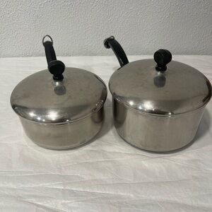 Farberware Aluminum Clad Stainless Steel Pots 2 Qt & 1.5 Qt Set Of 2 With Lids